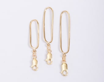 Connector Hook 1.5&quot; 2.0&quot; 2.5&quot; Length Extender in 14K 18K Real Gold, Removal Gold Link for Bracelet or Necklace, Hook Extender Lobster Clasp