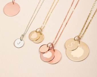 14K Real Gold Silhoutte Necklace, Custom Photo Necklace, Engrave Your Child or Pet Silhouette Pendant, Baby Silhouette Jewelry Gift for Mom