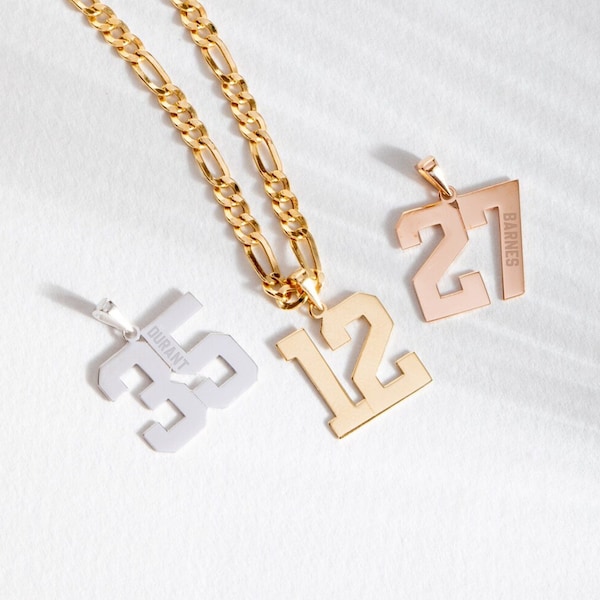 14K 18K REAL Gold Personalized Number Pendant, Teams Pendant Basketball Sport Custom Numbers Pendant Necklace Personalized Gift for Her/Him