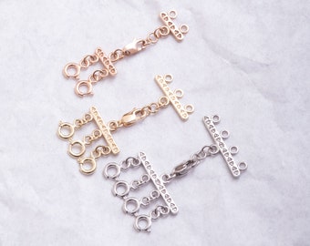 14K 18K Real Gold 2 3 4 Strands Necklace Seperator Clasp, Detangles Separates Multiple Layered Overlay Clasp, Untangle 2 3 4 Spacer Clasp