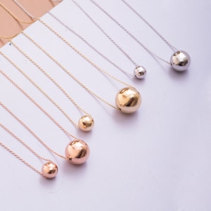 14K Real Gold Sparkle Ball Necklace, Gold Sphere Necklace, Minimalist Gold Ball Pendant, Elegant Necklace, Dainty Gold Ball Choker For Gift