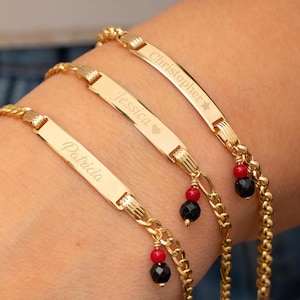 Baby Bracelet with Azabache Charm, 14K SOLID Gold Adjustable Toddler Child Bracelet, Baby Protection, Available Cuban, Figaro, or Rolo Chain