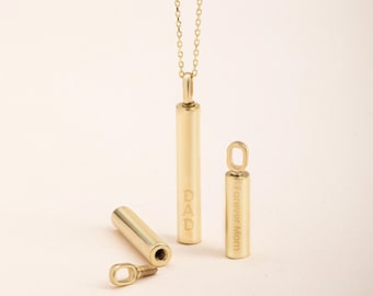 Personalized 14K Gold Cremation Urn Necklace, Ashes Keepsake, Initial Engraving