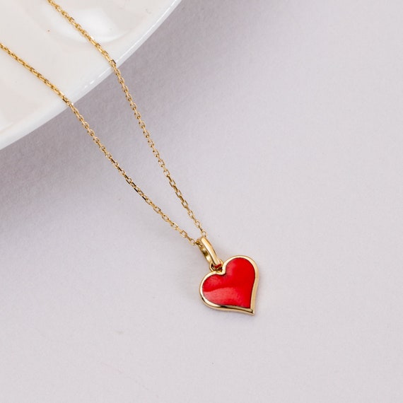 David Yurman Double Heart Pendant Necklace with Red Enamel and 18K Gold  883932934502 - Gary Michaels Fine Jewelry