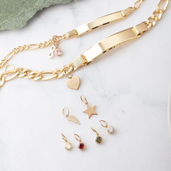 14K 18K Real Gold Small Dainty Colorful Birthstone Charms for