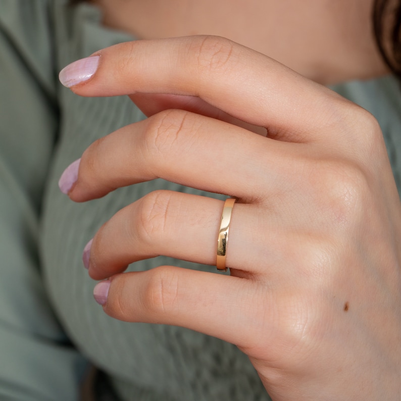 Simple Classic Promise Ring 14K 18K Solid Gold Thin Thumb Etsy