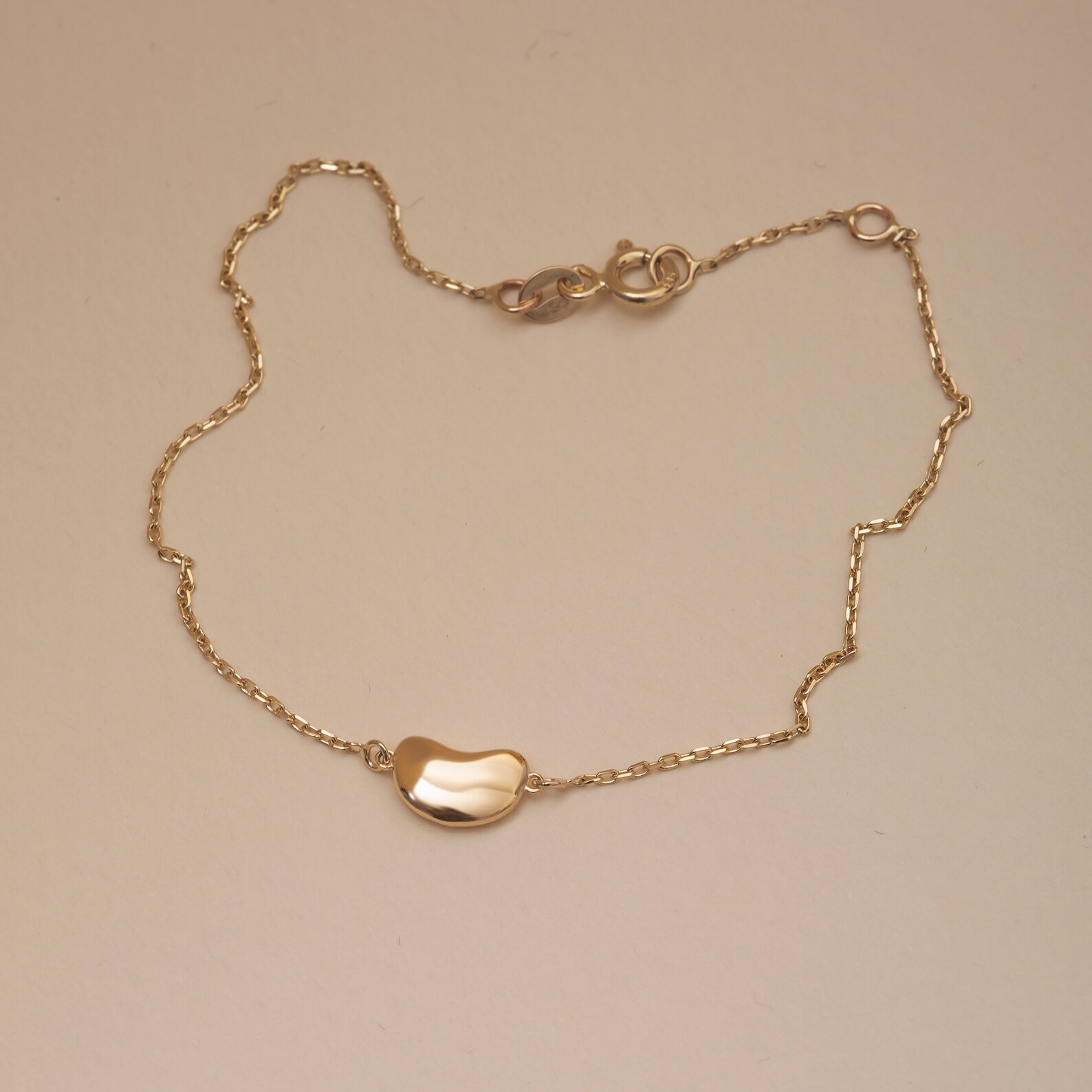 14K 18K Real Gold Little Bean Design Dainty Bean Necklace Etsy