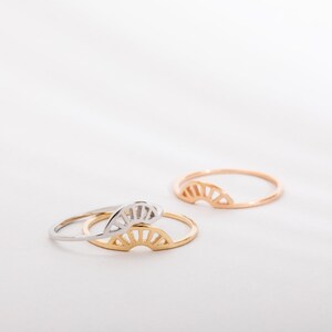Dainty Sunshine Stacking Ring for Women, 14K 18K Solid Gold, Half ...