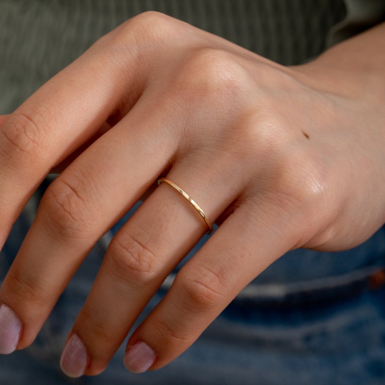 Simple Classic Promise Ring 14K 18K Solid Gold Thin Thumb Etsy