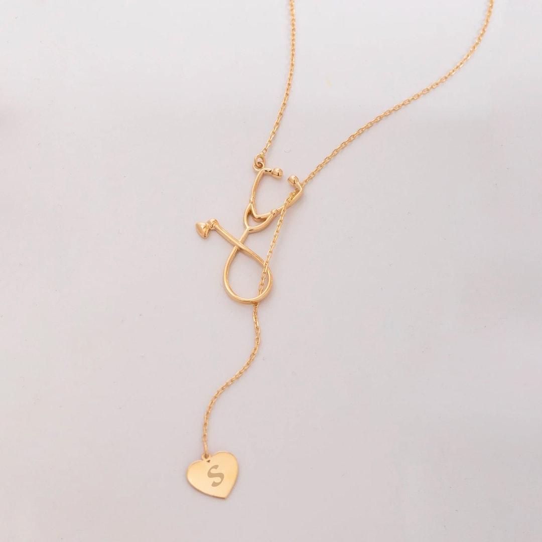 Diamond Stethoscope 14k Gold Stethoscope Necklace Buy Dainty