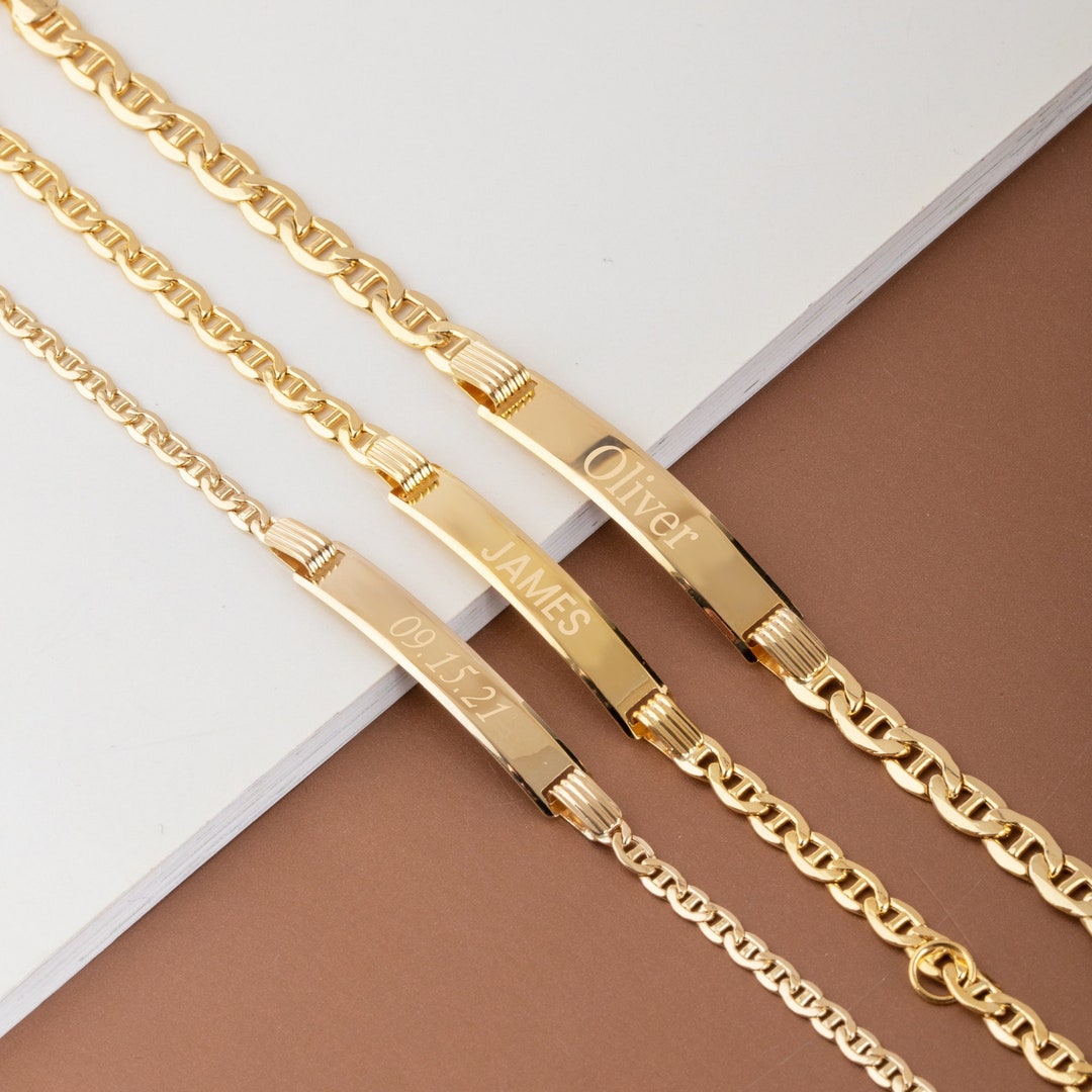 14K Real Gold ID Bracelet for Babies, Customize Baby Girl Boy Bracelet