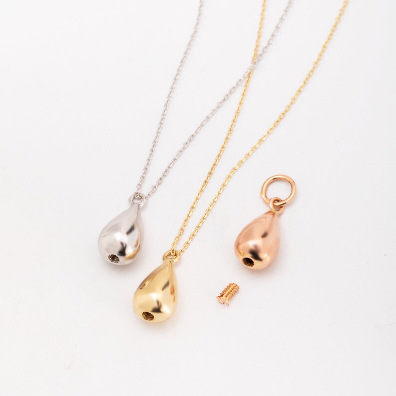 Tear Drop Cremation Urn Necklace in 14K Real Gold Keepsake Etsy