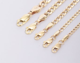 Double Sided Lobster Claw Cuban Chain Extender, 14K Real Gold, Two Lobster Closure Cuban Extension Chain, Safety Chain, Connector Gold Chain