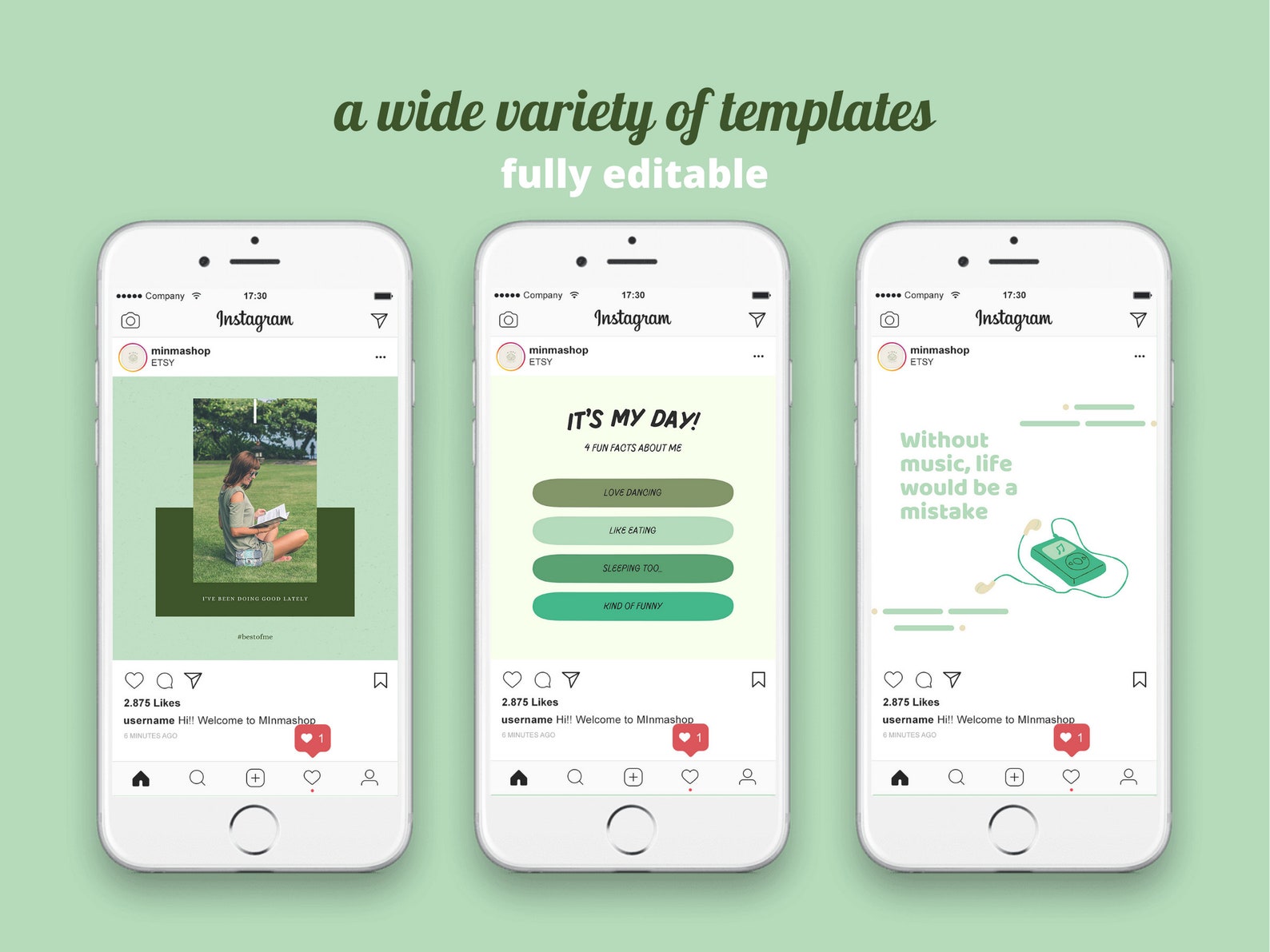 50 Green Templates for Instagram Canva Templates Green | Etsy