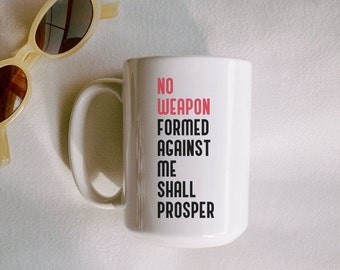 Taza de cerámica Isaías 54:17 - Regalo cristiano - 433 ml