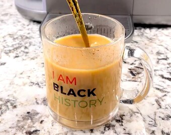 Taza de vidrio "Soy una historia negra" - Colores panafricanos - 283 ml