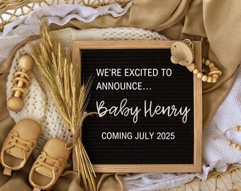 Anuncio de bebé neutral: Revelación de embarazo personalizable (descarga instantánea)