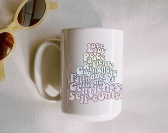 Taza Fruto del Espíritu: Regalo cristiano, cerámica de 15 oz