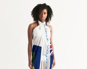 British Virgin Island-Themed Swim Cover Up - See the BVI Flag on the Back!