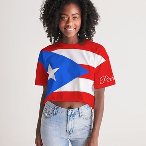 ThuhaTree Store Personalized Puerto Rico AOP Crop Top Baseball