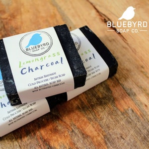 LEMONGRASS CHARCOAL Acne Bar Soap - Detox Soap Beauty Bar - Activated Charcoal Cleanser for Pore Cleansing + Acne - Detox Soap - Facial Soap