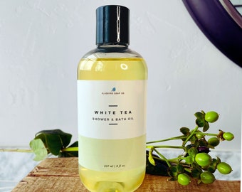 White Tea Bath Oil | Shower Oil | Luxury Bath | White Tea Scented Body Oil Moisturizer | Extreme Dry Skin | Oil for Bath | After Shower Oils