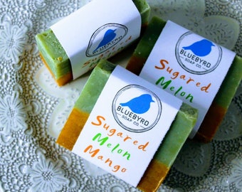 SUGAR MANGO MELON | Handmade Soap Bars, Natural Sweet Soap For Kids, Fun Fruity Kids Soap, Vegan Soap, Stocking Stuffer, Gift For Kids