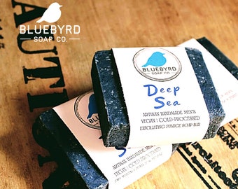 DEEP SEA PUMICE Best Mens Scrub Soap Bars | Handmade Natural Hand Soap Bars with Grit,  Mens Soap Removes Dirt & Dead Skin with Loofah Bar