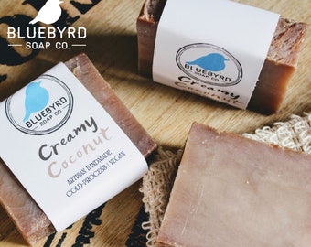 CREAMY COCONUT MILK Nourishing Hand Soap & Body Wash Bar -Natural Handmade Coconut Scented Bar Soaps - Sensitive Skin Moisturizing Soap Bars