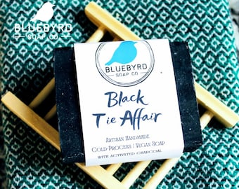 BLACK TIE AFFAIR Mens Charcoal Soap Bars | Mens Masculine Scented Handmade Natural Black Soap Bar, Charcoal Body Wash Acne Facial Cleanser