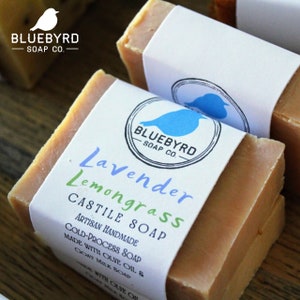 PURE CASTILE SOAP Lavender Lemongrass Natural Castile Bars Soap Hypoallergenic Sensitive Skin Soap Olive Oil Bar Soap for Dry Skin image 2