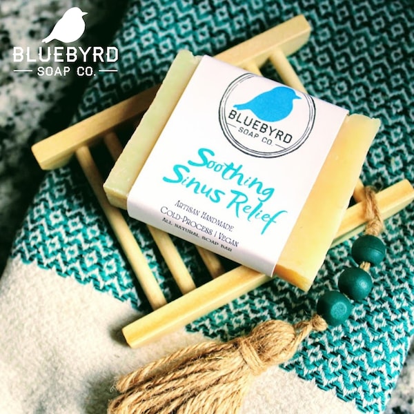 SOOTHING SINUS RELIEF Soap -All Natural Cold and Sinus Aromatherapy Bar, Breathe Easy Shower Bar, Menthol Soap, Sinus Soother Vapor Soap