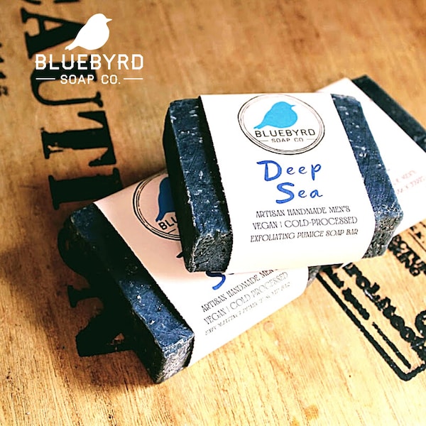 DEEP SEA PUMICE Best Mens Scrub Soap Bars | Handmade Natural Hand Soap Bars with Grit,  Mens Soap Removes Dirt & Dead Skin with Loofah Bar