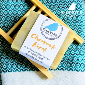 CHAMOMILE NEROLI SOAP | Relaxing Chamomile Tea Bath Soap, Handcrafted Soap w/ Chamomile Essential Oil + Chamomile Flower Olive Oil Soap