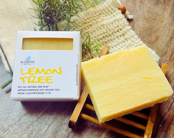 LEMON TREE SOAP | Intense Lemon Kitchen Bar Soap | 100% Natural Organic Essential Oil Bars | Vegan Soap | Handmade Cold Process Lemon Soap