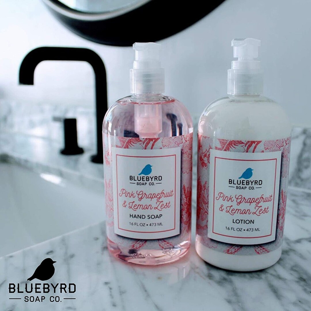 HAND SOAP & LOTION set of 2 Pink Grapefruit Lemon Zest Kitchen Bathroom