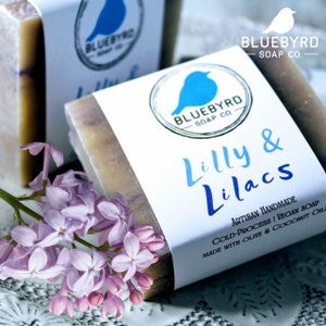 LILY LILAC FLORAL Soap Bars ∙ Best Handmade Cold Process Soap Bars ∙ Natural Bar Soaps with Flowers ∙ Made with Plant Based Cleansing Clays