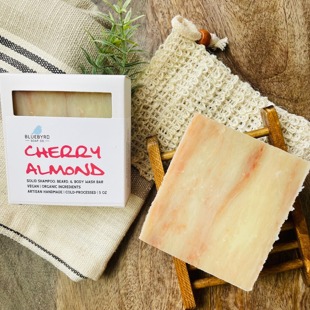 CHERRY ALMOND ALOE Best Mens Shampoo Bars Handmade Natural Man Solid Shampoo  Bars, Cherry Almond Soap for Men, Mens Scented Soap With Aloe 