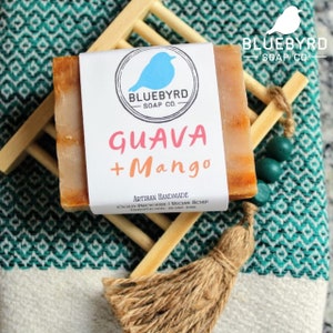 MANGO GUAVA SOAP | Artisan Handmade Fruity Scented Soap Bar | Vegan Soap Women | Summer Swirl Soap | Natural Bath & Beauty Bar | Gmo Free