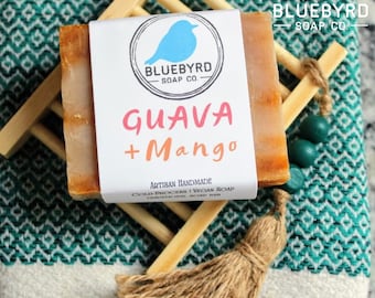 MANGO GUAVA SOAP | Artisan Handmade Fruity Scented Soap Bar | Vegan Soap Women | Summer Swirl Soap | Natural Bath & Beauty Bar | Gmo Free