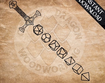 Dice Sword SVG: ClipArt di dadi poliedrici (download digitale)