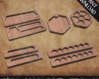 ダイスボックスバンドルCNC設計ファイルcrv、svg、dxf、eps、ai、DnD、テーブルトップゲーム、ダンジョンズ＆ドラゴンズ、プラン、デジタルファイル用