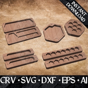 Dice Box Bundle CNC Design Datei crv, svg, dxf, eps, ai, für DnD, Tabletop Gaming, Dungeons and Dragons, Pläne, digitale Datei