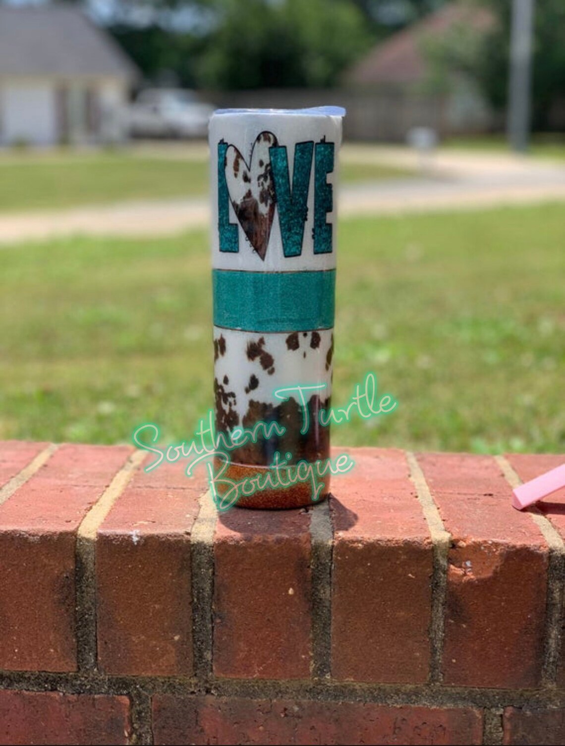 Love Cowhide Tumbler Etsy
