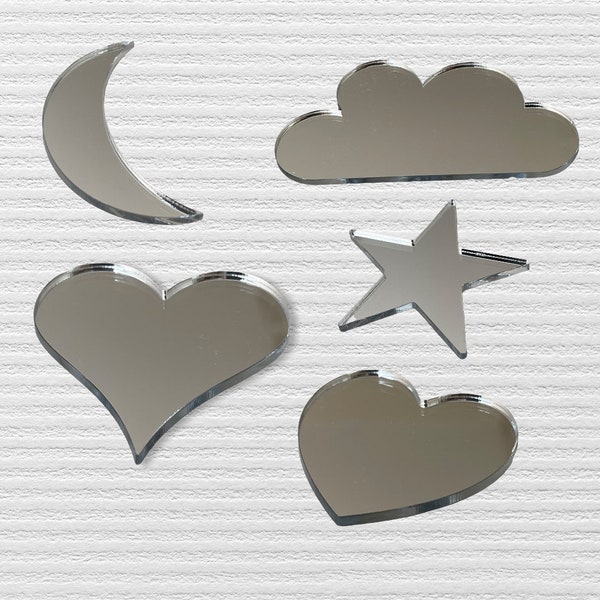 Acrylic Shapes Mirror, Kids Bedroom Decor, Mirror Star, Mirror Cloud, Mirror Moon, Mirror Heart, Kids Mirror, Craft Mirror, Nursery Decor