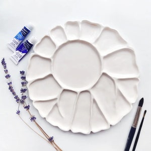 Watercolor ceramic palette lily pad white for paint