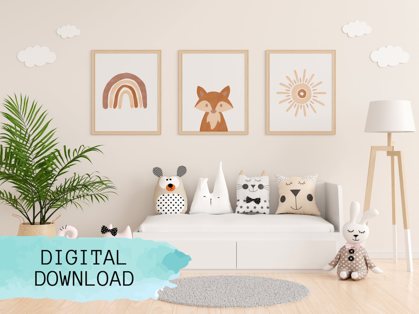 Boho Nursery Wall Art Set of 3 Woodland Animals Nursery Etsy