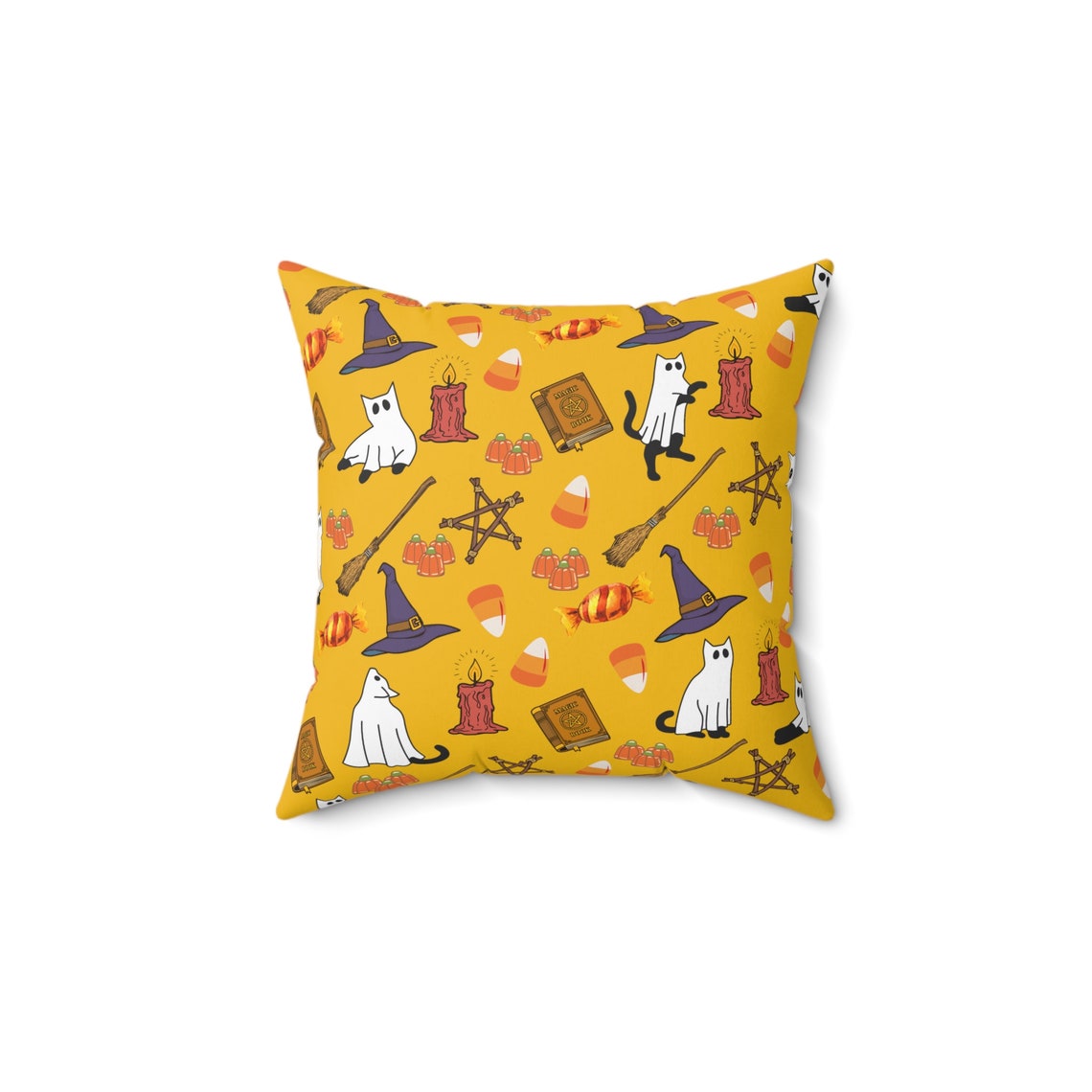 Whimsical Halloween Witch Cat Pillow main image 1