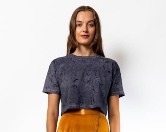 Camiseta corta de algodón orgánico teñida de plantas - nanoesfera