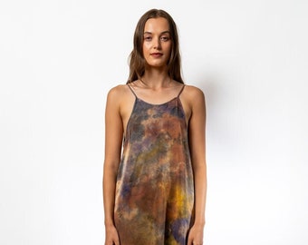 Plant dyed silk slip dress - desert storm